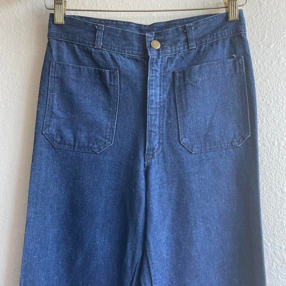 Vintage 1970s Denim Cotton Bell Bottom Seafares - Picture 5 of 9
